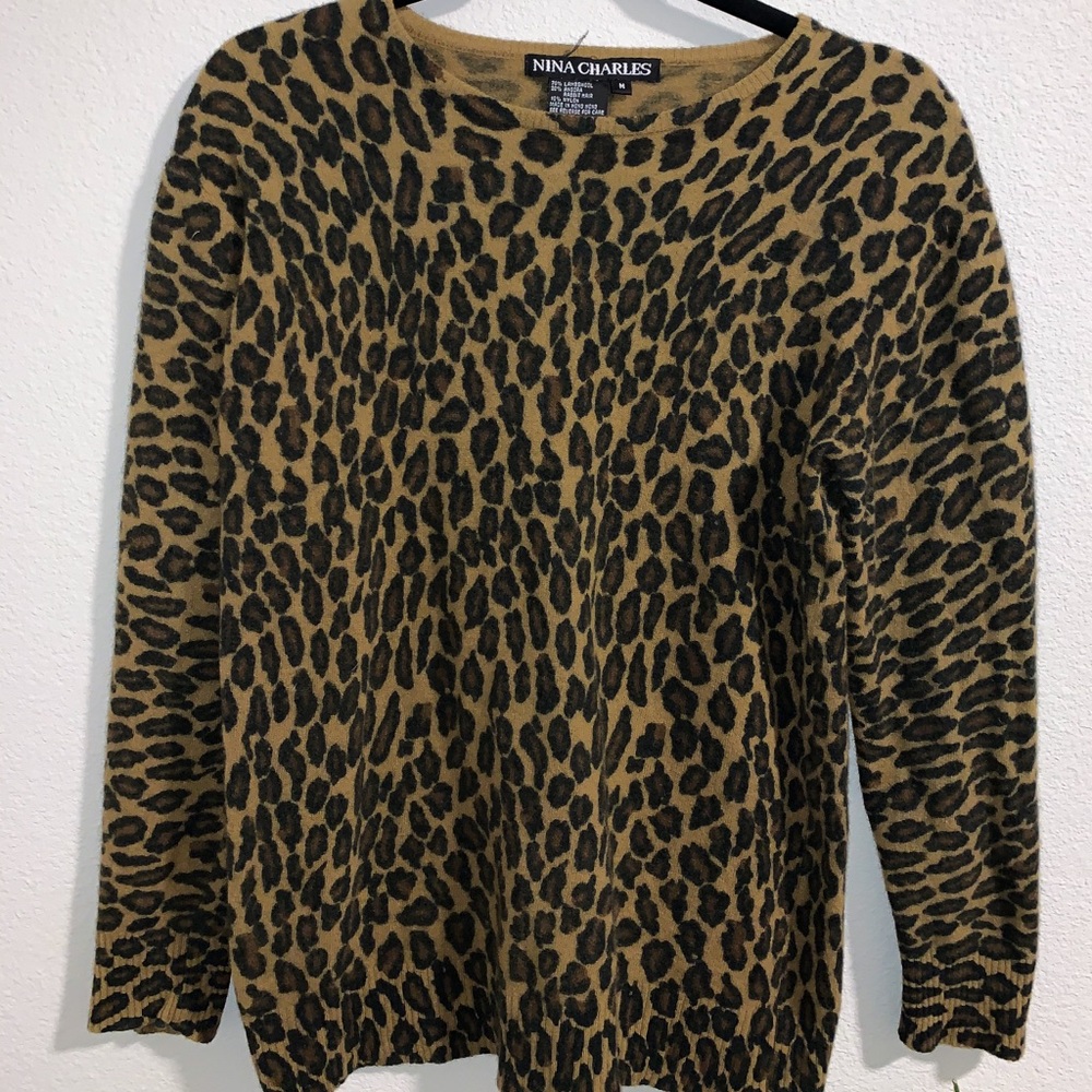 Vintage Nina Charles Wool Leopard Print Sweater